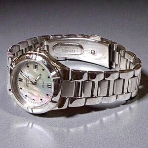 Citizen Eco-Drive Watch Womens Mother of Pearl Stainless Bracelet WORKS